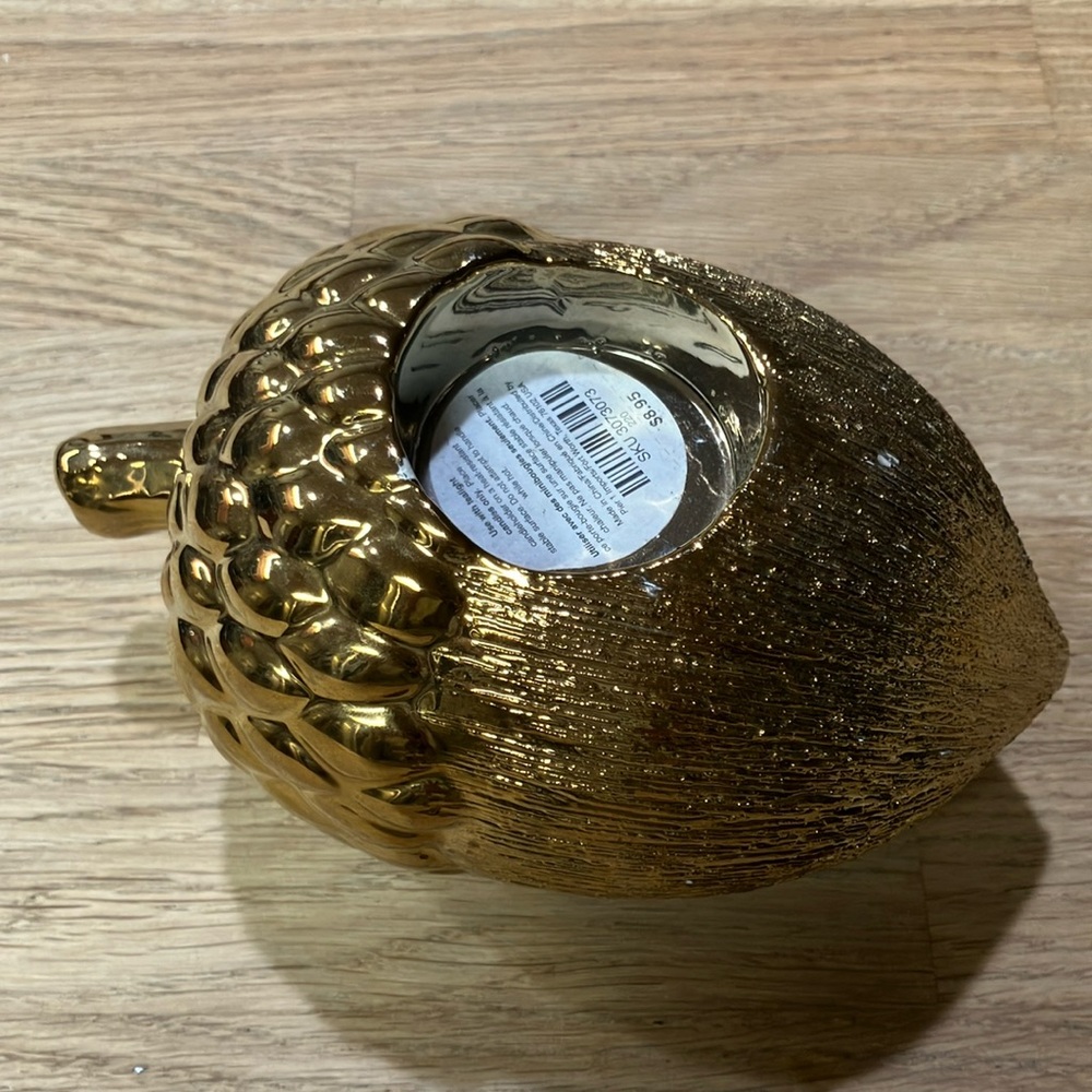 Fall gold ceramic candle holder